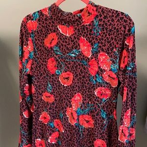 LIKE NEW - FREE PEOPLE MAXI DRESS - LEOPARD ROSE PRINT